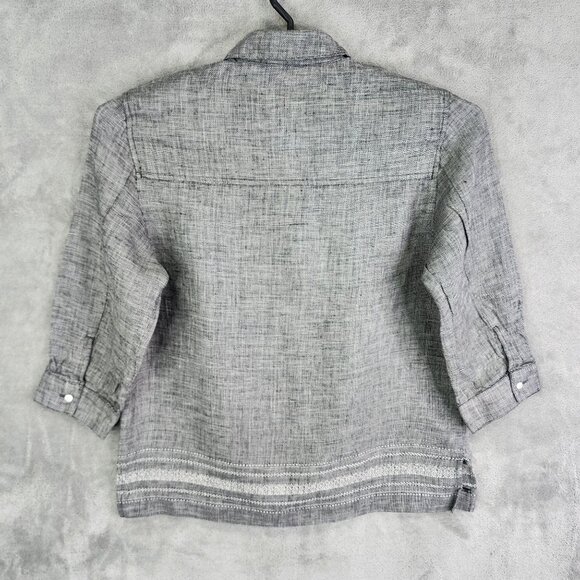Womens Gray Norton McNaughton Shirt 100% Linen Button Down 3/4 Sleeve Size M - Picture 4 of 7
